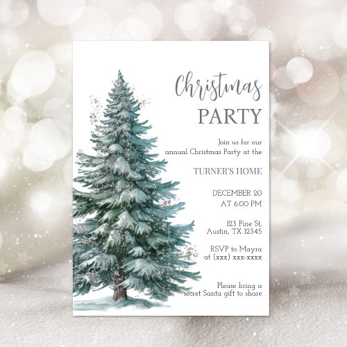 Silver Christmas Tree Christmas Party Invitation