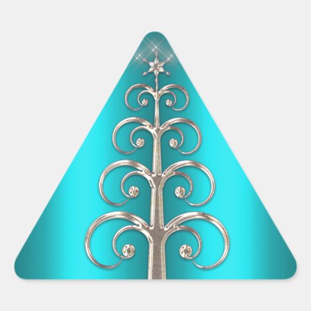 Silver Christmas Tree on Aqua