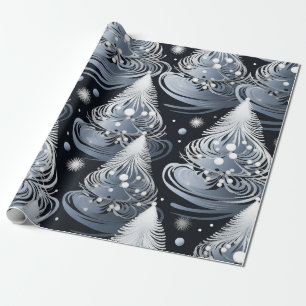 Silver Christmas Tree Wrapping Paper