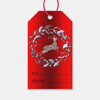 Silver Christmas Wreath and Reindeer