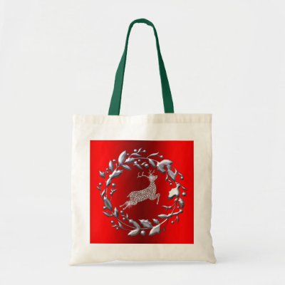 Silver Christmas Wreath and Reindeer