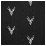 Silver Chrome Deer on Carbon Fiber Style Print Fabric