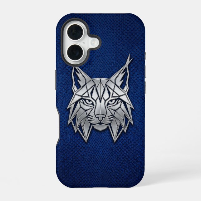 Silver Chrome Geometric Lynx Blue Python iPhone Case (Back)