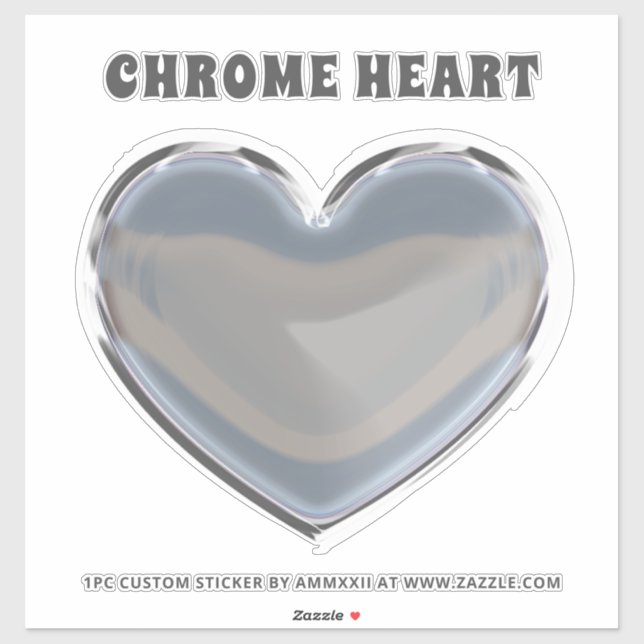 Silver Chrome Heart Sticker (Sheet)