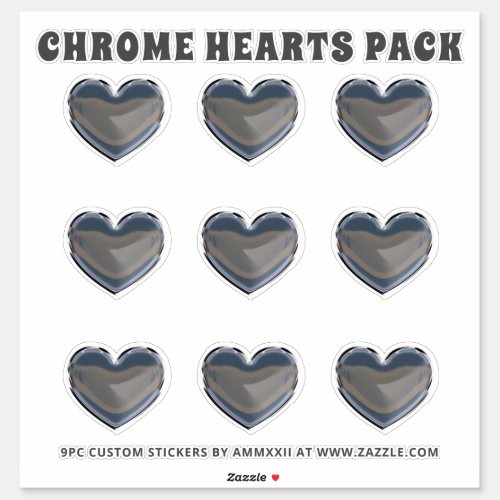 Silver Chrome Hearts Sticker Pack