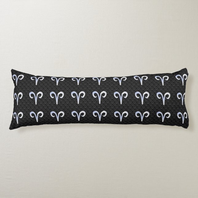 Silver Chrome Like Aries Zodiac Sign Body Pillow (Front)
