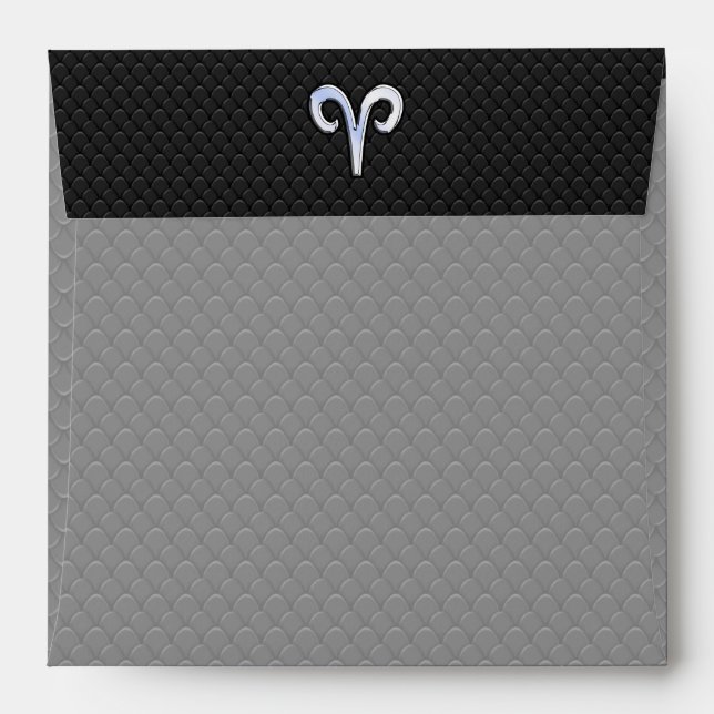 Silver Chrome Like Aries Zodiac Sign Envelope (Back (Top Flap))
