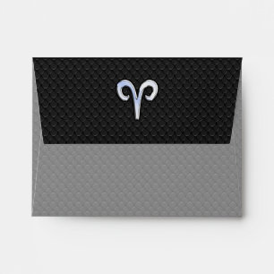 Silver Chrome Like Aries Zodiac Sign Envelope