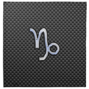Silver Chrome like Capricorn Symbol Carbon Fiber Cloth Napkin