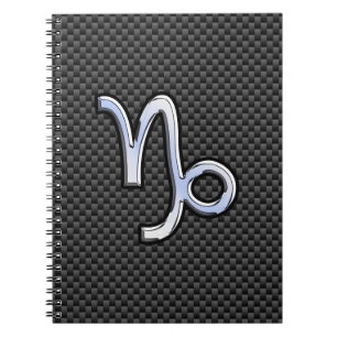 Silver Chrome like Capricorn Symbol Carbon Fiber Notebook