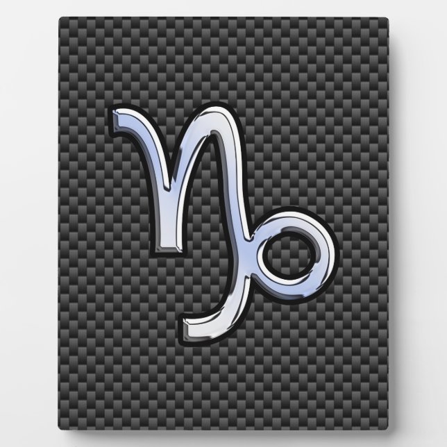 Silver Chrome like Capricorn Symbol Carbon Fiber Plaque (Front)