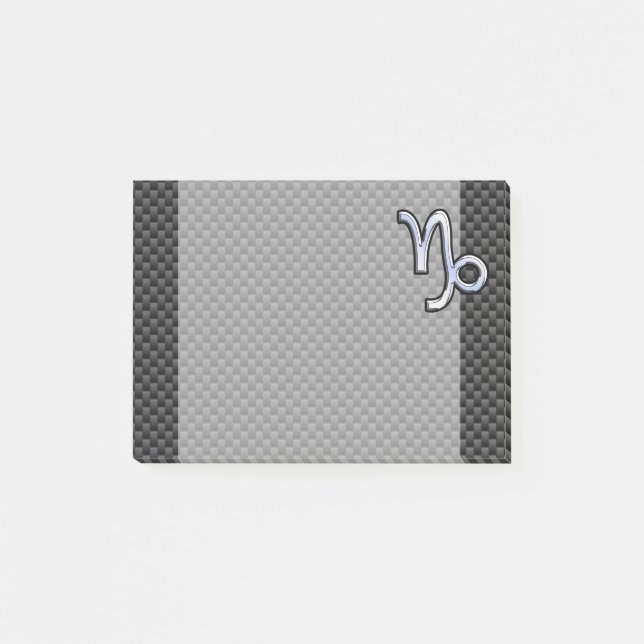 Silver Chrome like Capricorn Symbol Carbon Fiber Post-it Notes (Front)
