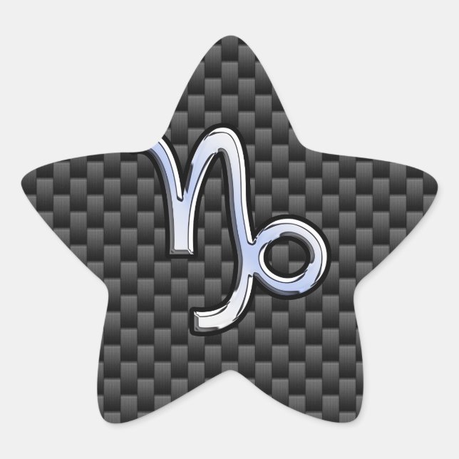 Silver Chrome like Capricorn Symbol Carbon Fiber Star Sticker (Front)