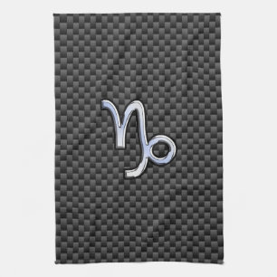 Silver Chrome like Capricorn Symbol Carbon Fiber Towel