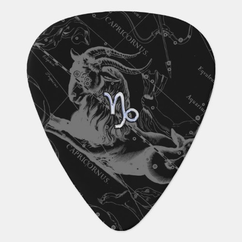 Silver Chrome like Capricorn Zodiac Sign Hevelius Guitar Pick