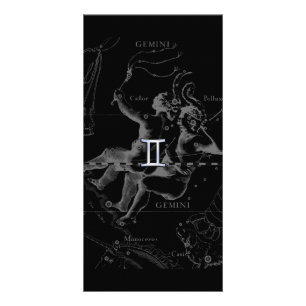 Silver Chrome like Gemini Zodiac Sign on Hevelius Card