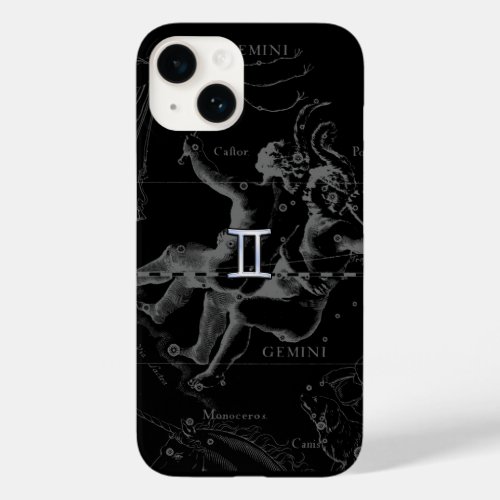 Silver Chrome like Gemini Zodiac Sign on Hevelius Case_Mate iPhone 14 Case