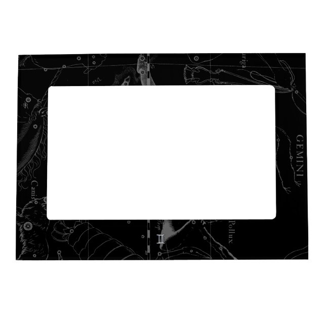 Silver Chrome like Gemini Zodiac Sign on Hevelius Magnetic Photo Frame (Front)