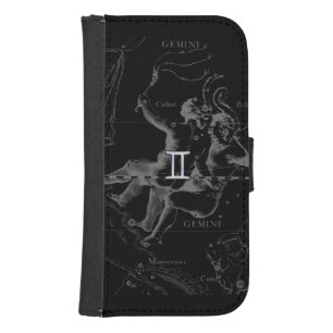 Silver Chrome like Gemini Zodiac Sign on Hevelius Galaxy S4 Wallet Case