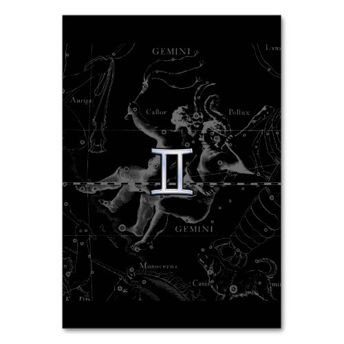 Silver Chrome like Gemini Zodiac Sign on Hevelius Table Number