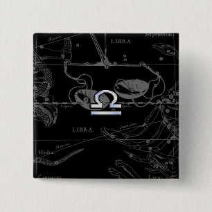 Silver Chrome like Libra Zodiac Sign on Hevelius Button