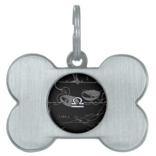 Silver Chrome like Libra Zodiac Sign on Hevelius Pet ID Tag