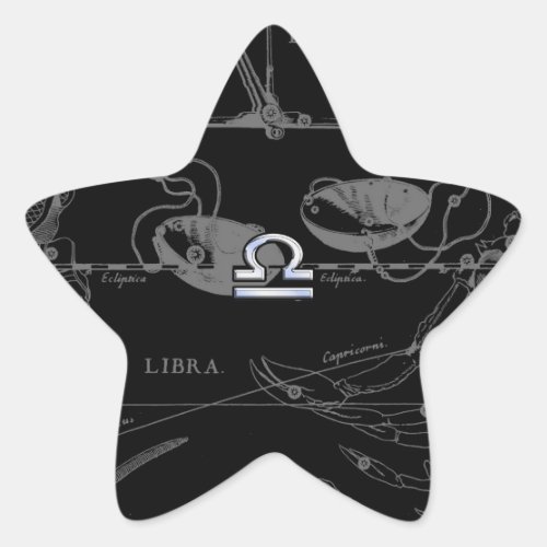 Silver Chrome like Libra Zodiac Sign on Hevelius Star Sticker