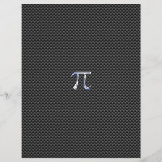 Silver Chrome Like Pi Symbol on Carbon Fiber (Front)
