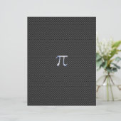 Silver Chrome Like Pi Symbol on Carbon Fiber (Standing Front)