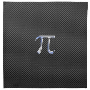 Silver Chrome Like Pi Symbol on Carbon Fiber Napkin