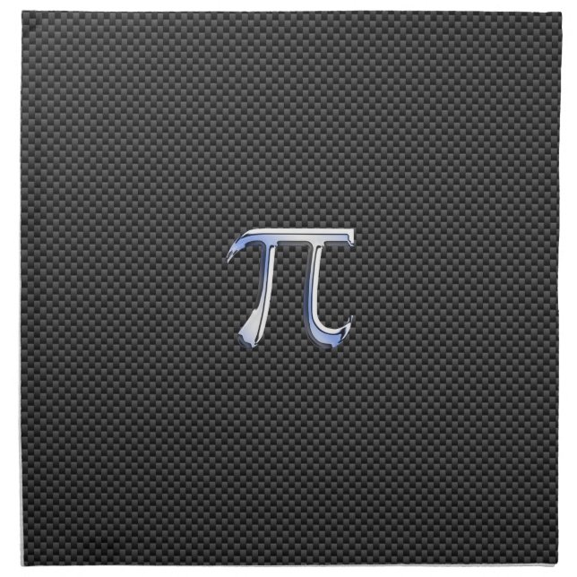 Silver Chrome Like Pi Symbol on Carbon Fiber Napkin (Front)