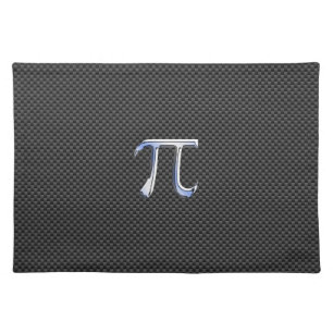 Silver Chrome Like Pi Symbol on Carbon Fiber Placemat