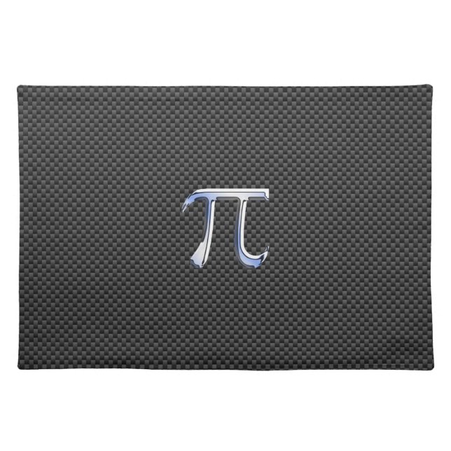 Silver Chrome Like Pi Symbol on Carbon Fiber Placemat (Front)
