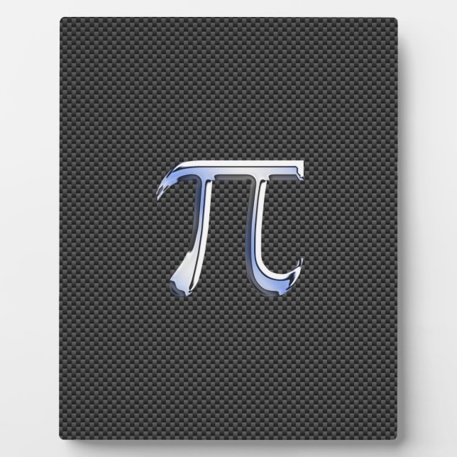 Silver Chrome Like Pi Symbol on Carbon Fiber Plaque (Front)
