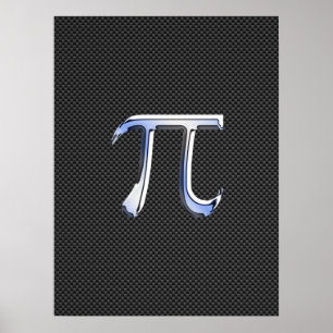 Silver Chrome Like Pi Symbol on Carbon Fiber Poster