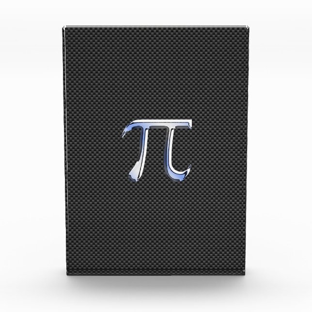 Silver Chrome Like Pi Symbol on Carbon Fiber Print Award (Front)
