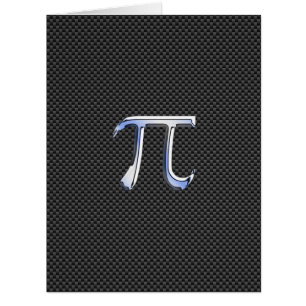 Silver Chrome Like Pi Symbol on Carbon Fiber Print Cards