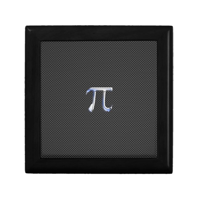 Silver Chrome Like Pi Symbol on Carbon Fiber Print Gift Box (Front)