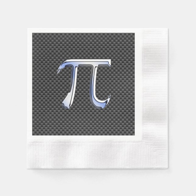 Silver Chrome Like Pi Symbol on Carbon Fiber Print Napkins (Front)