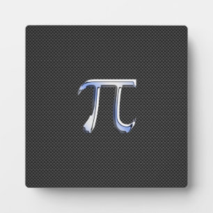 Silver Chrome Like Pi Symbol on Carbon Fiber Print Plaque