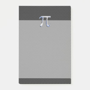 Silver Chrome Like Pi Symbol on Carbon Fiber Print Post-it Notes