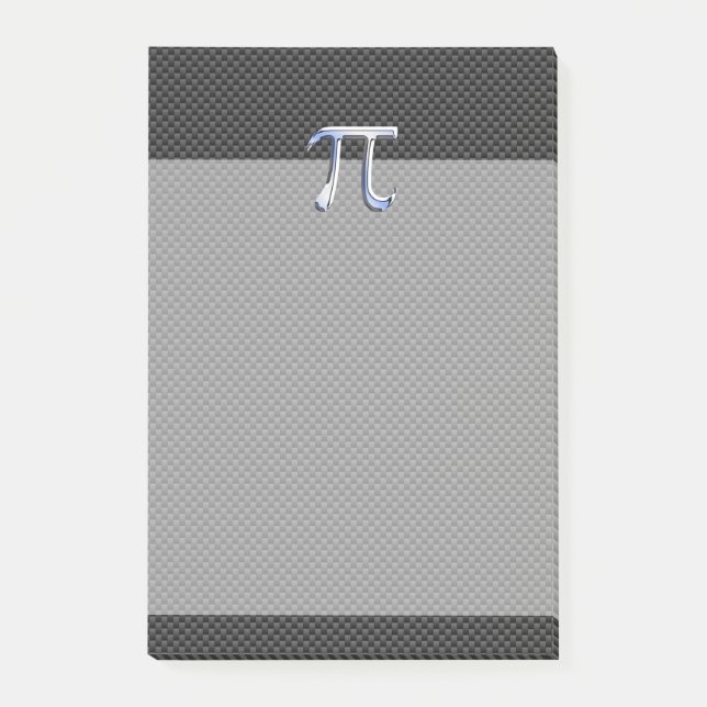 Silver Chrome Like Pi Symbol on Carbon Fiber Print Post-it Notes (Front)