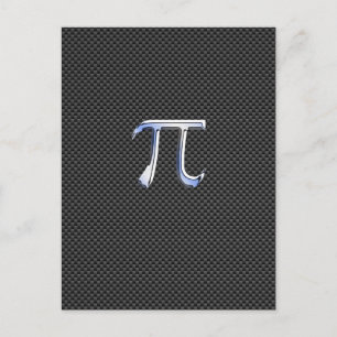 Silver Chrome Like Pi Symbol on Carbon Fiber Print Postcard