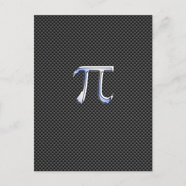Silver Chrome Like Pi Symbol on Carbon Fiber Print Postcard (Front)