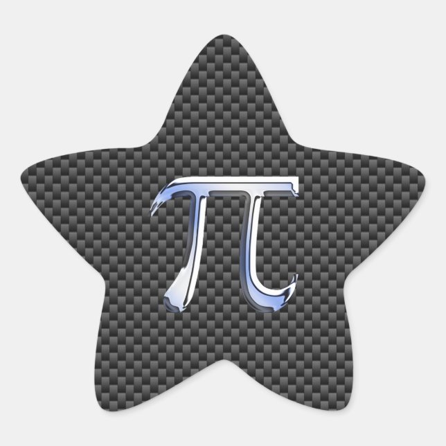 Silver Chrome Like Pi Symbol on Carbon Fiber Star Sticker (Front)