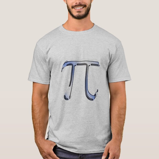 Silver Chrome Like Pi Symbol on Carbon Fiber T-Shirt (Front)