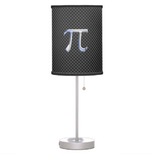 Silver Chrome Like Pi Symbol on Carbon Fiber Table Lamp