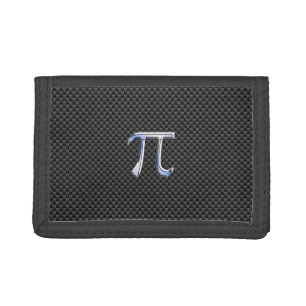 Silver Chrome Like Pi Symbol on Carbon Fiber Trifold Wallet