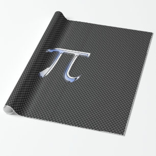 Silver Chrome Like Pi Symbol on Carbon Fiber Wrapping Paper