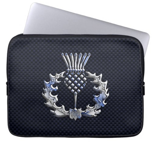 Silver Chrome Like Scottish Thistle Laptop Sleeve